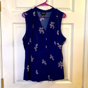 Liz Claiborne sleeveless blue blouse, excellent condition, size XL